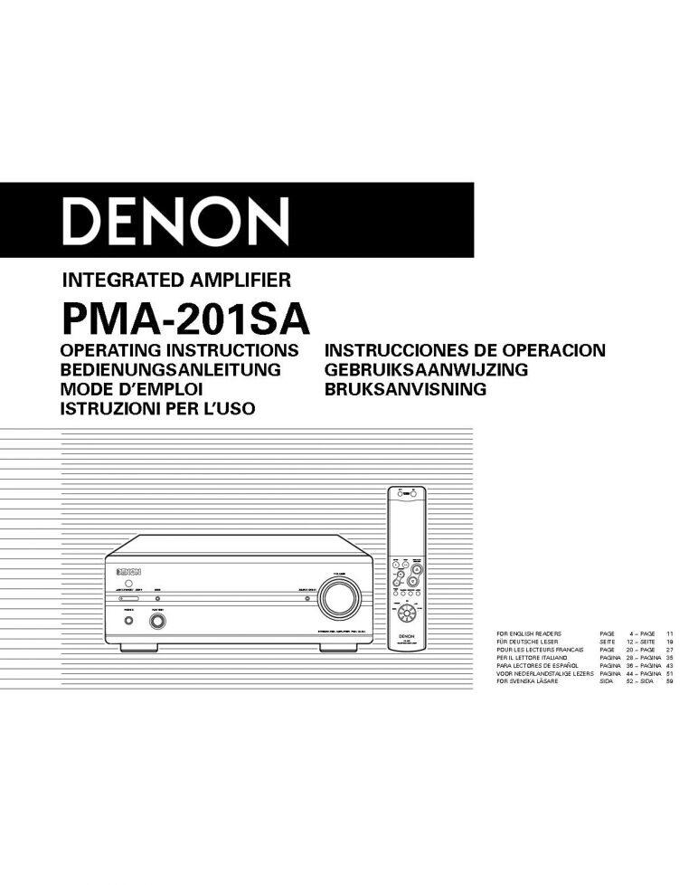 Denon Pma 250 Se User Manual